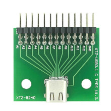 Adaptador hembra 24 pines USB 3.1 Tipo C para placa de prueba PCB, Compatible con placa USB 3.1 Tipo C, para prueba y depuración