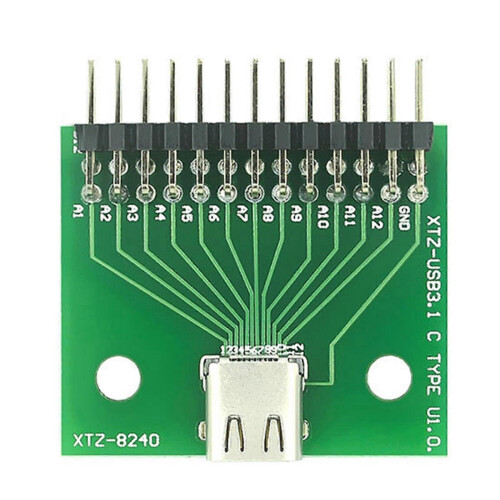 Type C PCB Testing Board 24Pin Female Adapter, Double Sided TwoWay Insertion, for USB3.1 Type C Connector Production Testing Debugging