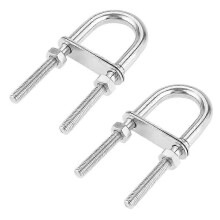 U Bolt 2 Pieces M6 x 90mm Silver 304 Stainless Steel U Bolt with Counterplate Nuts for Boat Decorations Piping Cables Anchoring