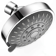 Pommeau de douche fixe rond de 10 cm (4 pouces), 5 jets réglables, anticalcaire, économie d'eau, raccord G1/2, haute pression de 9,5 l/min (2,5 GPM)
