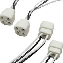 G10Q 4-Pin Tube Light Socket, White Insulated Ceramic, AC 500V 2A, 4 Pack, for LED Incandescent CFL Bulbs
