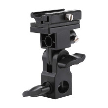Soporte para paraguas con zapata para flash, ajuste de ángulo de 180, plástico negro, 1 pieza para fotografía y vídeo.