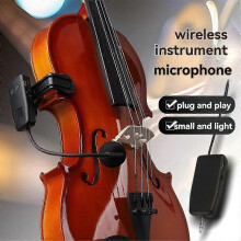 Bezdrôtový husľový mikrofón, 2,4G vysielač a prijímač, stabilný signál 50 m, dlhý klip, čierny