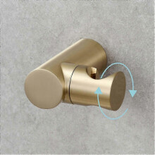Support mural pour pommeau de douche, pivotant à 360 et réglable, filetage mâle 1/2", laiton massif, finition chromée brossée.