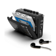 Przenośny radioodtwarzacz kasetowy AM/FM, retro walkman z wbudowanym głośnikiem, przewodowe słuchawki w zestawie