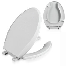 Elongated Open-Front Toilet Seat, Soft Close Quick Release PP Material with Lid for Standard 25-26 Inch Elongated Toilets