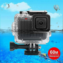 Waterdichte beschermhoes compatibel met GoPro HERO 4K 2024, 60m (196ft) transparant met gespbevestiging en schroef.