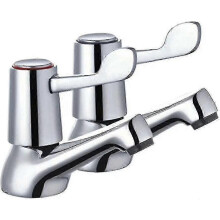 Bathroom Taps Lever 1/2 Inch Pillar Basin and Bathtub Set Polished Chrome Plated Solid Metal Knobs