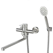 Bathtub Faucet with Hand Shower, 30CM 180 Rotatable Long Spout, Wall Mounted SUS304 Stainless Steel Brushed Bath Shower Mixer Tap