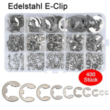 E-Clip-Sicherungsring-Sortiment, 400 Stück, 13 Größen M1,5–M15, Edelstahl, für Maschinen, Fahrzeuge und Haushaltsgeräte