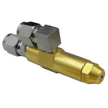 Air Atomizing Waste Oil Burner Nozzle, 1.5mm Orifice, Full Cone, 1/8 inch Oil Inlet, 1/4 inch Air Inlet, Metal, for Heavy Oil Waste Oil Combustion