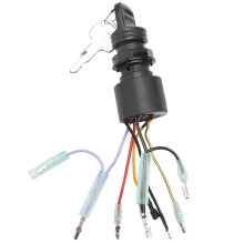 Ignition Key Switch 3-Position Off/Run/Start compatible with Mercury Outboard Motors 87-17009A5 Black Plastic Metal