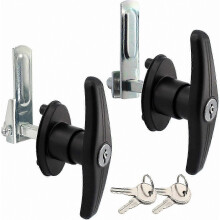 Fechadura T-Handle Keyed Alike 2 Unidades, Liga de Zinco Revestimento Preto, Compatível com Capas de Caminhão, Toldos e Capas de Acampamento