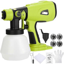Draadloze verfspuit compatibel met Ryobi 18V-accu, 1000 ml reservoir, handzame HVLP, 4 sproeiers voor meubels, muren en hekken.