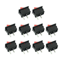 Tuimelschakelaar voor boten, 10 stuks aan/uit 2-pins 2P zwarte SPST mini tuimelschakelaar voor boten, 3A 250V 6A 125V AC, 10x15mm