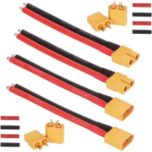XT60-Steckverbinder mit 12AWG-Draht, 10 cm lang, 2 Paar Stecker (männlich/weiblich), kompatibel mit RC-LiPo-Akkus, Drohnen, Autos und Booten