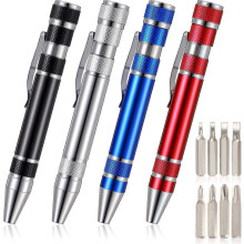 8-in-1 Magnet-Schraubendreher-Set mit 4 Bits, Aluminium-Handwerkzeug für Heimwerker