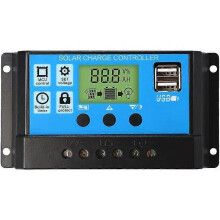 PWM-Solar-Laderegler 30A 12V/24V LCD-Display, zwei USB-Anschlüsse, Temperaturkompensation