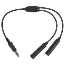 Aviation Headset Adapter Cable, U174/U Double Plugs Converter With Electromagnetic Shielding, 40cm Black, ABS Construction