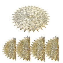 4 Pack Hollow Flower PVC Placemats, Heat Resistant Non-Slip Table Protector for Dining Kitchen