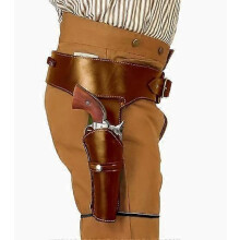 Wild West Leather Gun Holster with Belt, for .22 .35/357 .44/45 Caliber Revolvers with 6-9 Inch Barrels, Hand-Tooled Floral Design