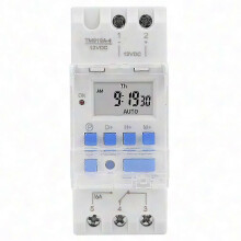 12V DC Programmable Timer Switch, LCD Display, 16A, Detachable Battery, Weekly Programmable, Countdown Function, DIN Rail Mounting