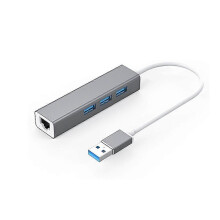 USB 3.0 naar RJ45 netwerkadapter, compatibel met Windows, Mac, Linux en Android, aluminiumlegering, hot-swappable, grijs
