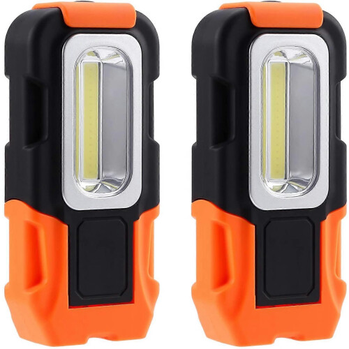 Portable LED Work Light 2-Pack with COB Chip Magnetic Back Handheld Hanging