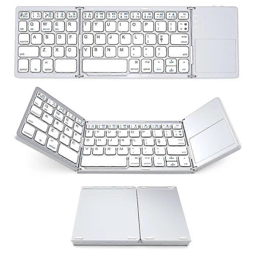 Foldable Bluetooth Keyboard with Touchpad Numeric Keypad, Dual Connectivity, Rechargeable, Compact Design