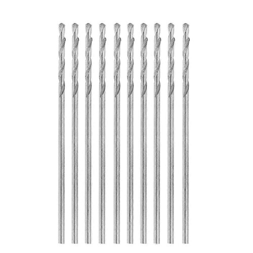 Micro Drill Bits 1.0mm HSS Straight Shank 34mm Length 10 Pcs Set