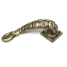 Pomello per porta vintage a forma di polpo in resina color bronzo per cassetti e mobili.