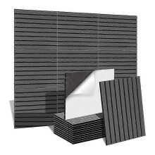 Samoprzylepne panele akustyczne, 12 sztuk, 40x30x1 cm, czarne, poliuretanowe, dźwiękoszczelne, do ścian
