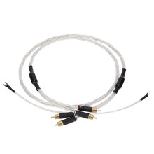XS-0608 Audiophiles RCA Cable Compatible with LP Vinyl Record Phonograph, Silver Gold Plated, 2RCA Male to 2RCA Male with Ground Wire, 1.5M