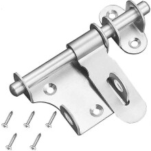 Sliding Door Latch Bolt Lock, Stainless Steel Thickened with Padlock Hole for Cabinet Garden
