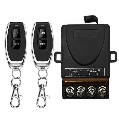 433MHz Wireless Remote Control Switch RF Relay Receiver with 2 Transmitters, 30A 220V, 50M Range, Learning Code