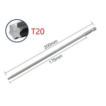 Magneettinen Torx-ruuvimeisselin kärki 200 mm 1/4" kuusiokolovarsi seosterästä 60HRC T10-T30 sähköporakoneeseen käsikäyttöön