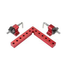 Set di 3 morsetti angolari per la lavorazione del legno, a forma di L, in lega di alluminio, colore rosso, lunghezza 120 mm.