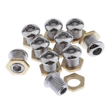 Sfiato per batteria cromato da 1/2" compatibile con grancassa, rullante, tom, costruzione 1/2, 10 pezzi in ottone