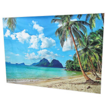 Sommerlicher tropischer Strand, weißer Wolkenhimmel, Vinyl-Fotohintergrund, 210 x 150 cm