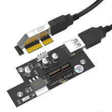 PCIe-Riserkarte 1x auf 1x/4x/8x/16x mit Magnetfüßen, USB-3.0-Kabel, SATA-Stromversorgung