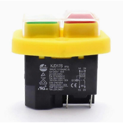 KJD17B Electromagnetic Switch 220-240V 16A 2HP IP55 Waterproof Push Button for Power Tools
