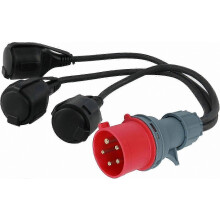 CEE 400V 16A Stecker auf 230V 3-Kupplungs-Adapterkabel H05RR-F 3x1,5mm Schutzart IP44