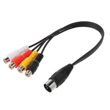 Adapter kabla audio DIN 5-pin do 4 RCA, kompatybilny z systemami wzmacniaczy Hi-Fi w stylu vintage, przewód męski-żeński 30 cm