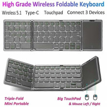 Tastiera wireless portatile pieghevole con touchpad, compatibile con Windows, Android, iOS, Mac, tablet e smartphone.
