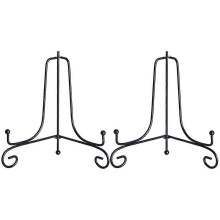 Plaque Stand Plate Display Holder Iron Black 17.5x15cm for Home Office Gallery