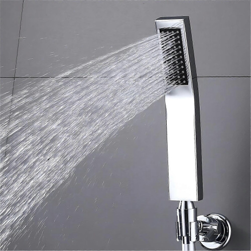 Stainless Steel Rectangular Shower Head Handheld with 44 Water Saving Silicone Jets