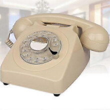 Rotary Dial Telephone Retro Corded Landline Phone with Metal Bell and Redial Function