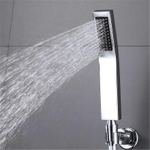Pommeau de douche rectangulaire à main en acier inoxydable avec 44 buses en silicone à économie d'eau