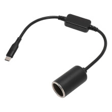 Adaptateur USB-C vers prise allume-cigare 12 V pour caméra embarquée, GPS et bandes lumineuses LED de voiture