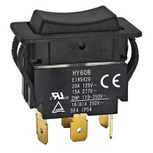 HY60B Wippschalter 6-polig Ein-Aus-Ein 125/250V 20/15A Druckknopf für Industriemaschinen
